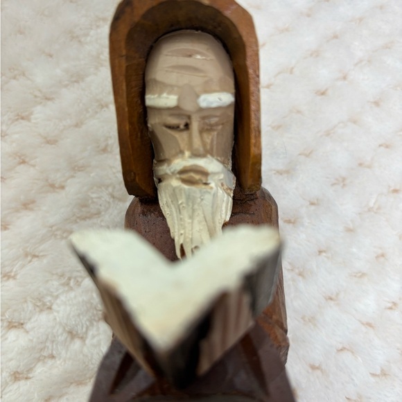 Hand Carved Wooden Statue of Monk - Picture 3 of 10